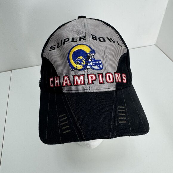 Vintage 2000 St Louis Rams NFL Superbowl XXIV Champs Strap Back Hat - Picture 2 of 8